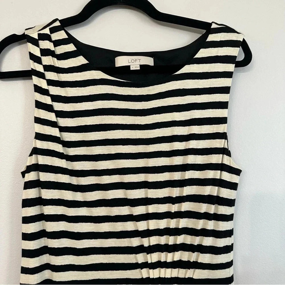 Ann Taylor Loft Women’s Sleeveless Black & Off White Stripe Dress Size M GUC - Picture 3 of 8